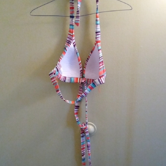 Womans L a.n.a Red and Blue Bikini Halter Top with Triangular Cups Wrap Around - Picture 4 of 4
